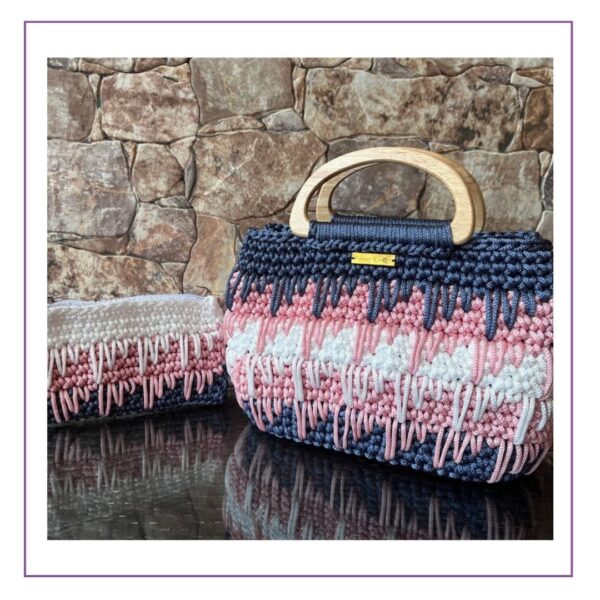 Crochet Tricolor Bag Pink